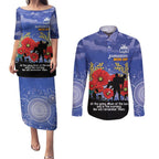 Custom Kangaroos Football ANZAC Couples Matching Puletasi and Long Sleeve Button Shirt Gallipoli Camouflage With Poppies