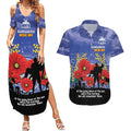 Custom Kangaroos Football ANZAC Couples Matching Summer Maxi Dress and Hawaiian Shirt Gallipoli Camouflage With Poppies