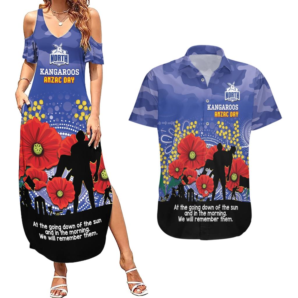 Custom Kangaroos Football ANZAC Couples Matching Summer Maxi Dress and Hawaiian Shirt Gallipoli Camouflage With Poppies