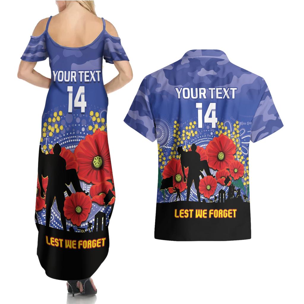Custom Kangaroos Football ANZAC Couples Matching Summer Maxi Dress and Hawaiian Shirt Gallipoli Camouflage With Poppies