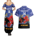 Custom Kangaroos Football ANZAC Couples Matching Summer Maxi Dress and Hawaiian Shirt Gallipoli Camouflage With Poppies