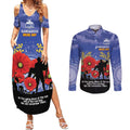 Custom Kangaroos Football ANZAC Couples Matching Summer Maxi Dress and Long Sleeve Button Shirt Gallipoli Camouflage With Poppies