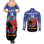 Custom Kangaroos Football ANZAC Couples Matching Summer Maxi Dress and Long Sleeve Button Shirt Gallipoli Camouflage With Poppies