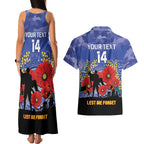 Custom Kangaroos Football ANZAC Couples Matching Tank Maxi Dress and Hawaiian Shirt Gallipoli Camouflage With Poppies