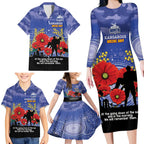 Custom Kangaroos Football ANZAC Family Matching Long Sleeve Bodycon Dress and Hawaiian Shirt Gallipoli Camouflage With Poppies