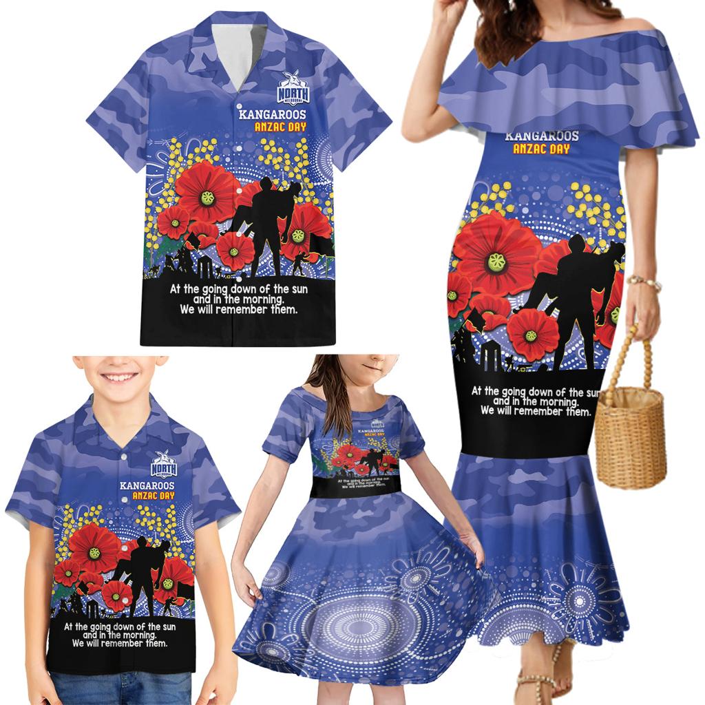Custom Kangaroos Football ANZAC Family Matching Mermaid Dress and Hawaiian Shirt Gallipoli Camouflage With Poppies