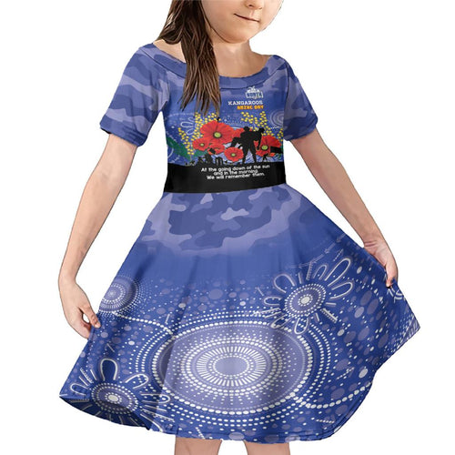 Custom Kangaroos Football ANZAC Family Matching Mermaid Dress and Hawaiian Shirt Gallipoli Camouflage With Poppies