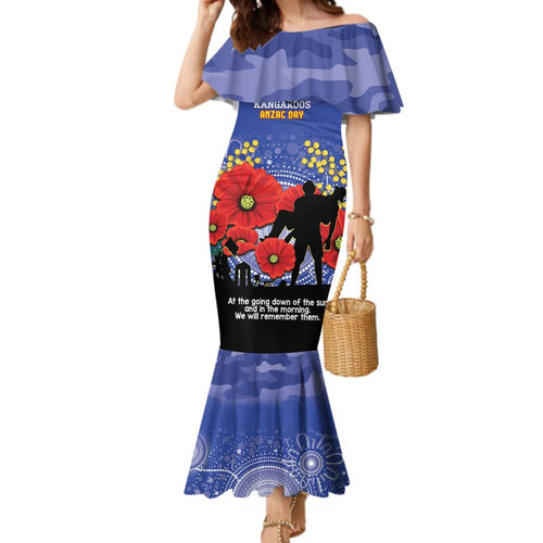 Custom Kangaroos Football ANZAC Family Matching Mermaid Dress and Hawaiian Shirt Gallipoli Camouflage With Poppies