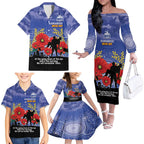 Custom Kangaroos Football ANZAC Family Matching Off Shoulder Long Sleeve Dress and Hawaiian Shirt Gallipoli Camouflage With Poppies
