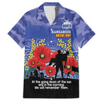 Custom Kangaroos Football ANZAC Family Matching Off Shoulder Long Sleeve Dress and Hawaiian Shirt Gallipoli Camouflage With Poppies