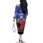 Custom Kangaroos Football ANZAC Family Matching Off Shoulder Long Sleeve Dress and Hawaiian Shirt Gallipoli Camouflage With Poppies