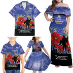 Custom Kangaroos Football ANZAC Family Matching Off Shoulder Maxi Dress and Hawaiian Shirt Gallipoli Camouflage With Poppies