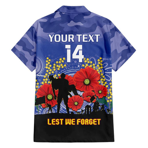Custom Kangaroos Football ANZAC Family Matching Off Shoulder Maxi Dress and Hawaiian Shirt Gallipoli Camouflage With Poppies
