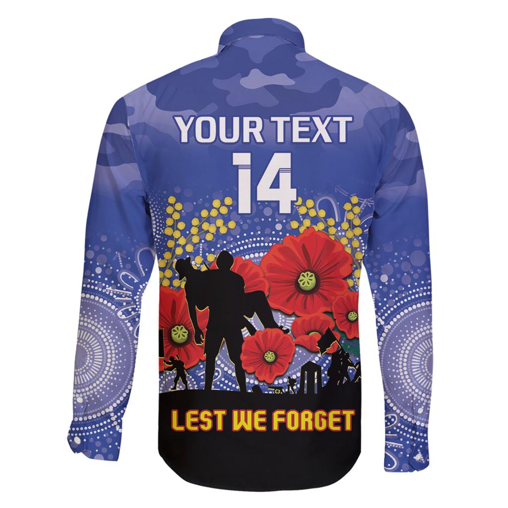 Custom Kangaroos Football ANZAC Family Matching Off Shoulder Maxi Dress and Hawaiian Shirt Gallipoli Camouflage With Poppies