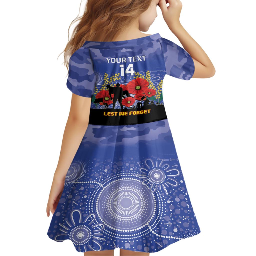 Custom Kangaroos Football ANZAC Family Matching Off Shoulder Short Dress and Hawaiian Shirt Gallipoli Camouflage With Poppies
