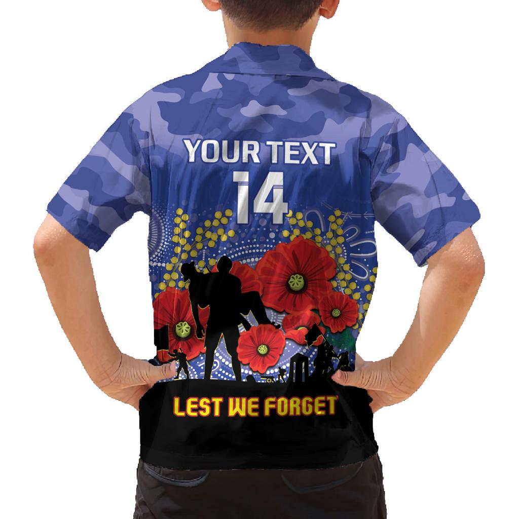 Custom Kangaroos Football ANZAC Family Matching Puletasi and Hawaiian Shirt Gallipoli Camouflage With Poppies