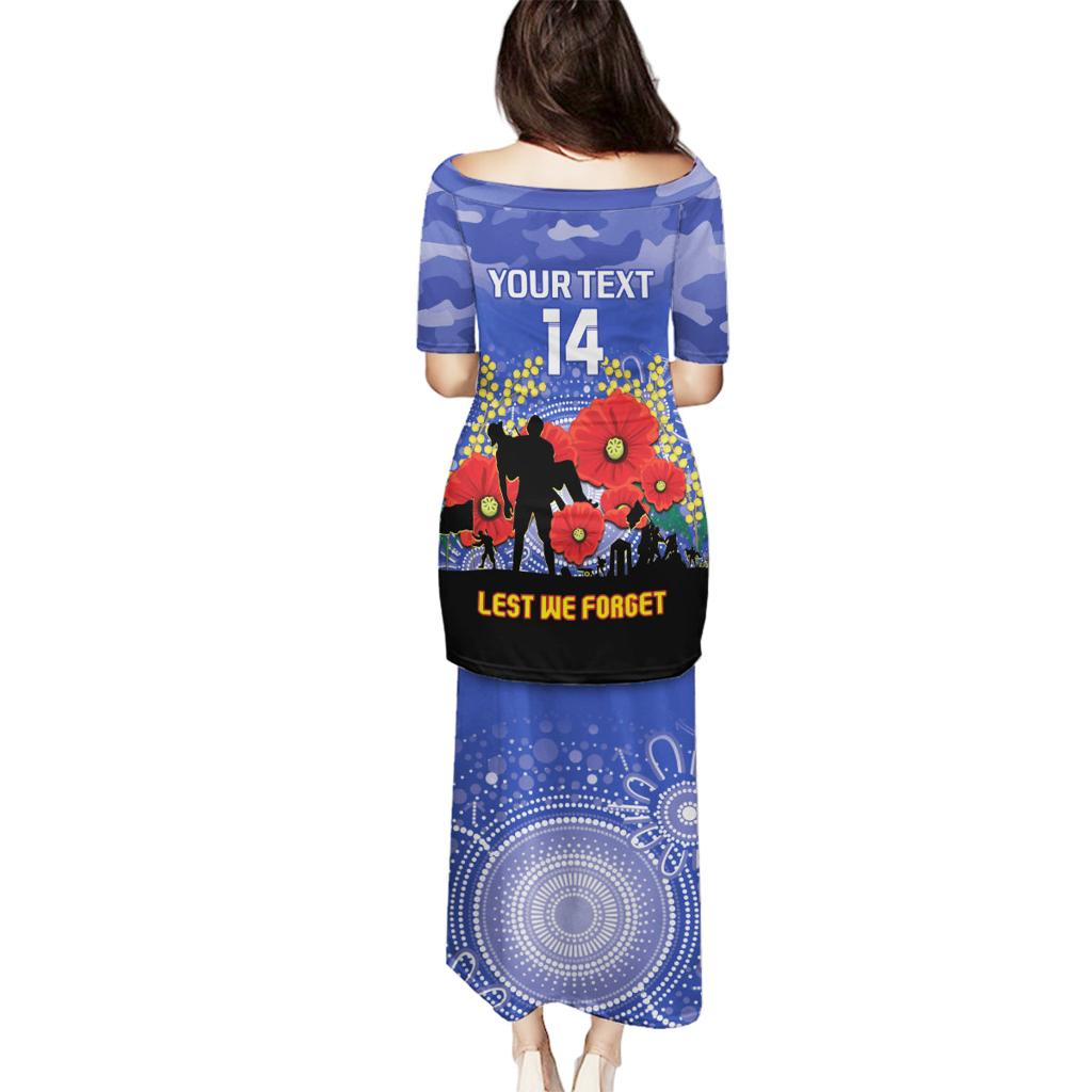 Custom Kangaroos Football ANZAC Family Matching Puletasi and Hawaiian Shirt Gallipoli Camouflage With Poppies