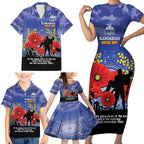 Custom Kangaroos Football ANZAC Family Matching Short Sleeve Bodycon Dress and Hawaiian Shirt Gallipoli Camouflage With Poppies