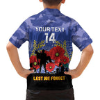 Custom Kangaroos Football ANZAC Family Matching Short Sleeve Bodycon Dress and Hawaiian Shirt Gallipoli Camouflage With Poppies