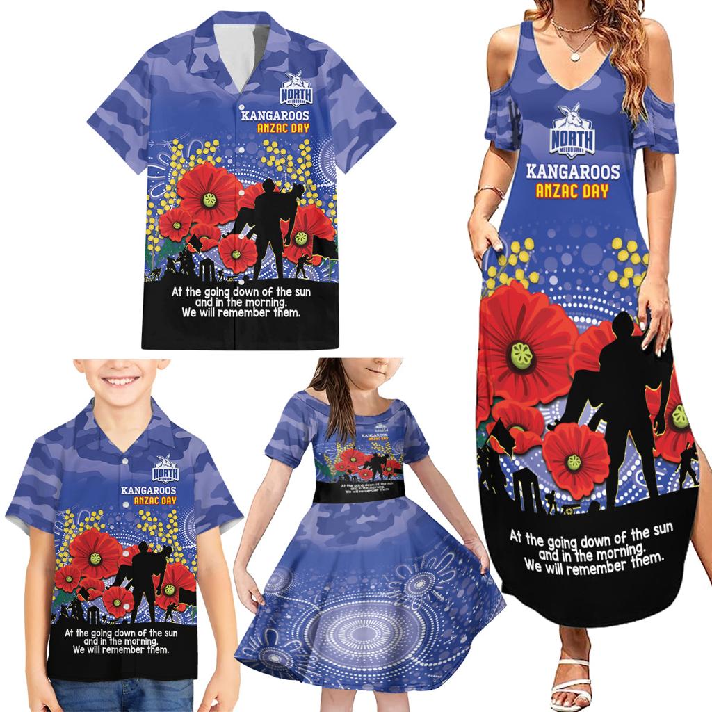 Custom Kangaroos Football ANZAC Family Matching Summer Maxi Dress and Hawaiian Shirt Gallipoli Camouflage With Poppies