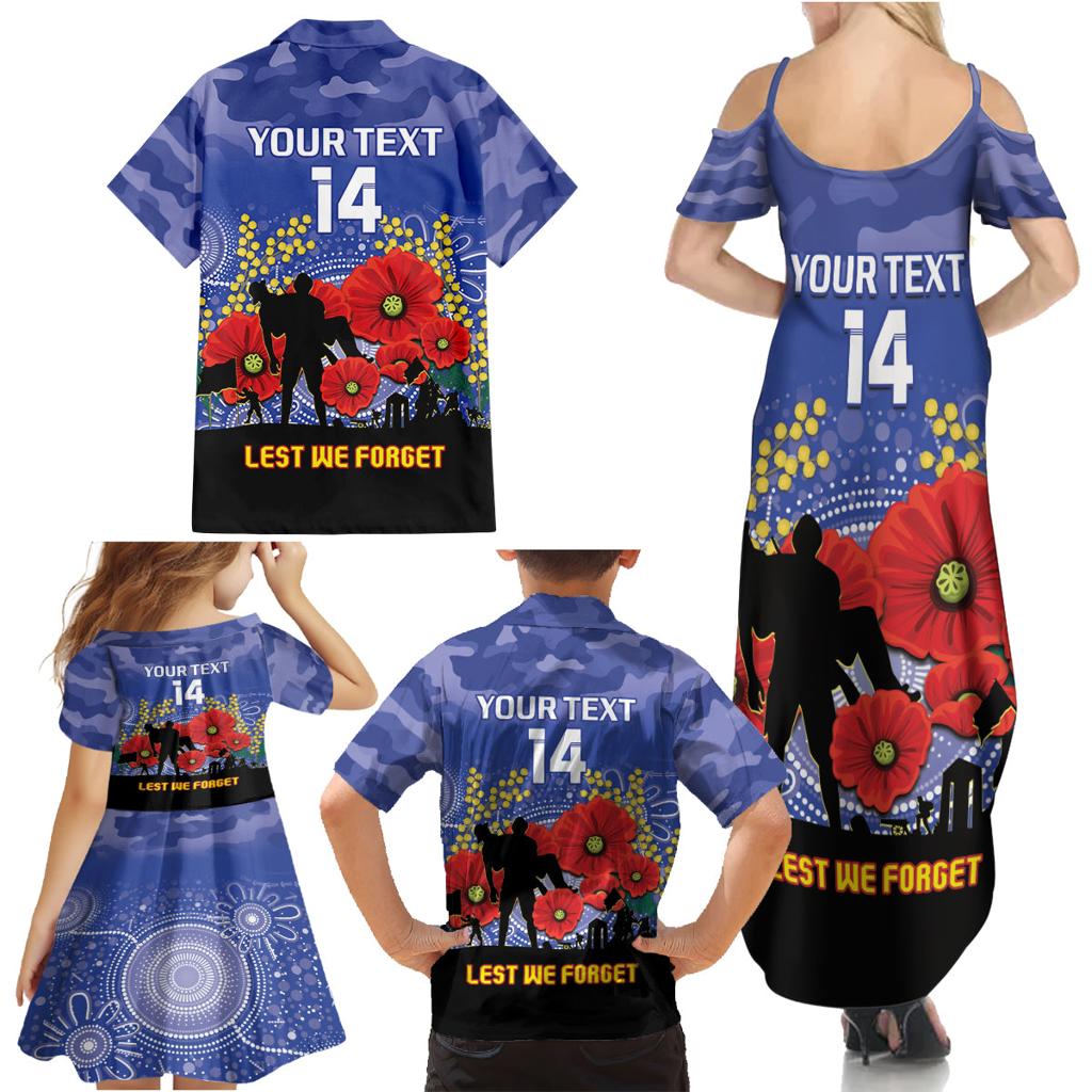 Custom Kangaroos Football ANZAC Family Matching Summer Maxi Dress and Hawaiian Shirt Gallipoli Camouflage With Poppies