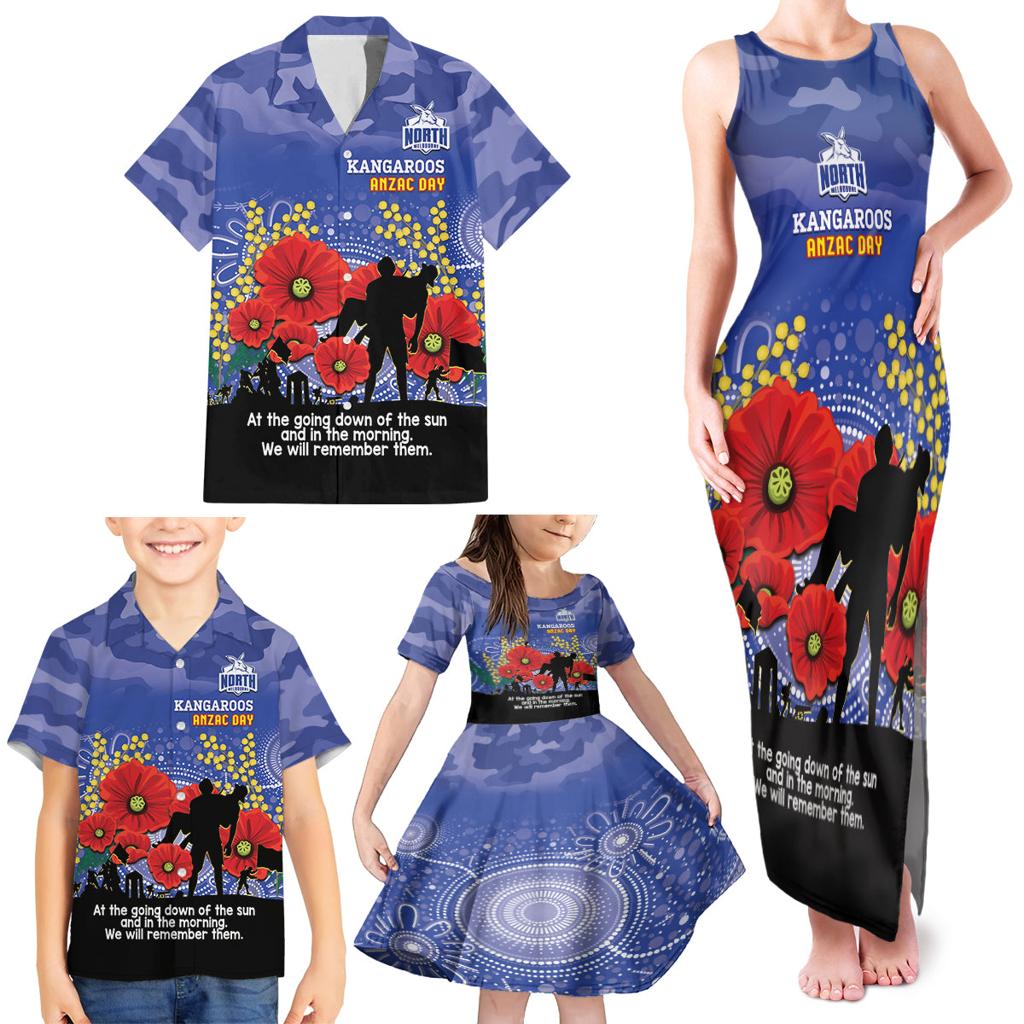 Custom Kangaroos Football ANZAC Family Matching Tank Maxi Dress and Hawaiian Shirt Gallipoli Camouflage With Poppies