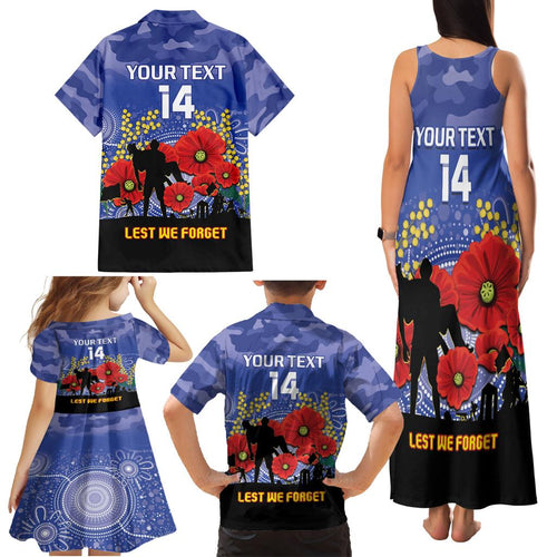 Custom Kangaroos Football ANZAC Family Matching Tank Maxi Dress and Hawaiian Shirt Gallipoli Camouflage With Poppies