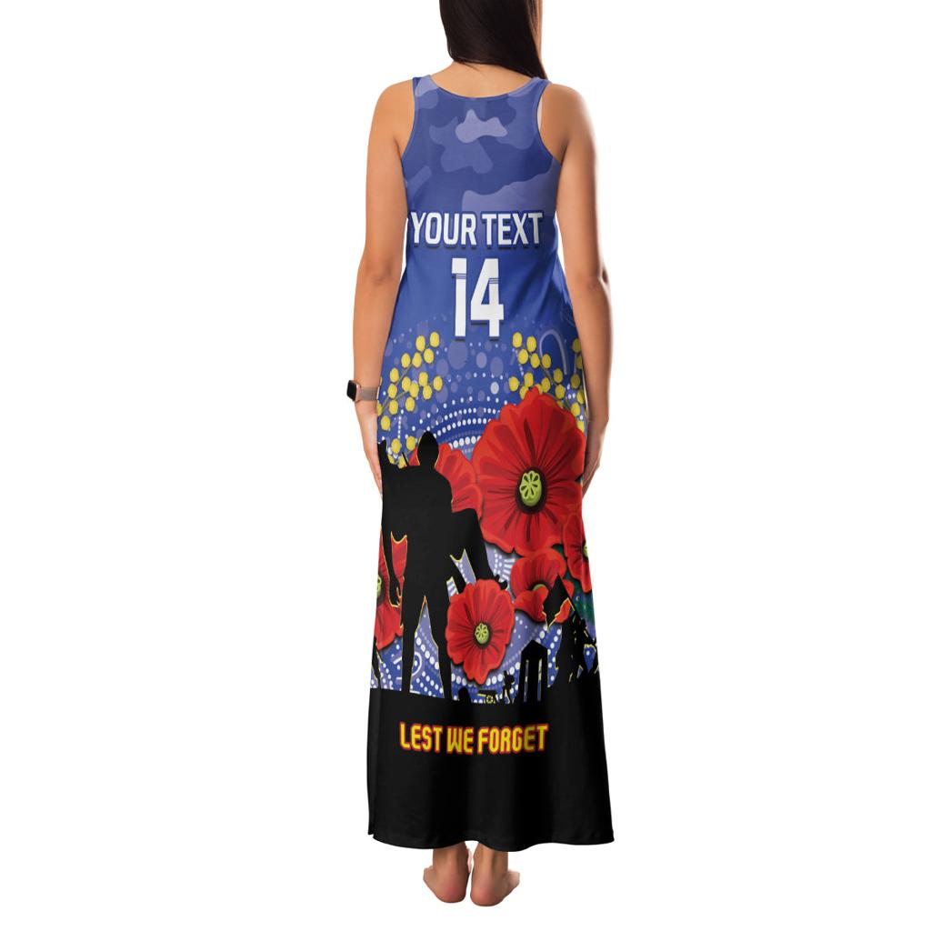 Custom Kangaroos Football ANZAC Family Matching Tank Maxi Dress and Hawaiian Shirt Gallipoli Camouflage With Poppies
