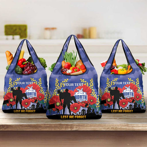 Custom Kangaroos Football ANZAC Grocery Bag Gallipoli Camouflage With Poppies