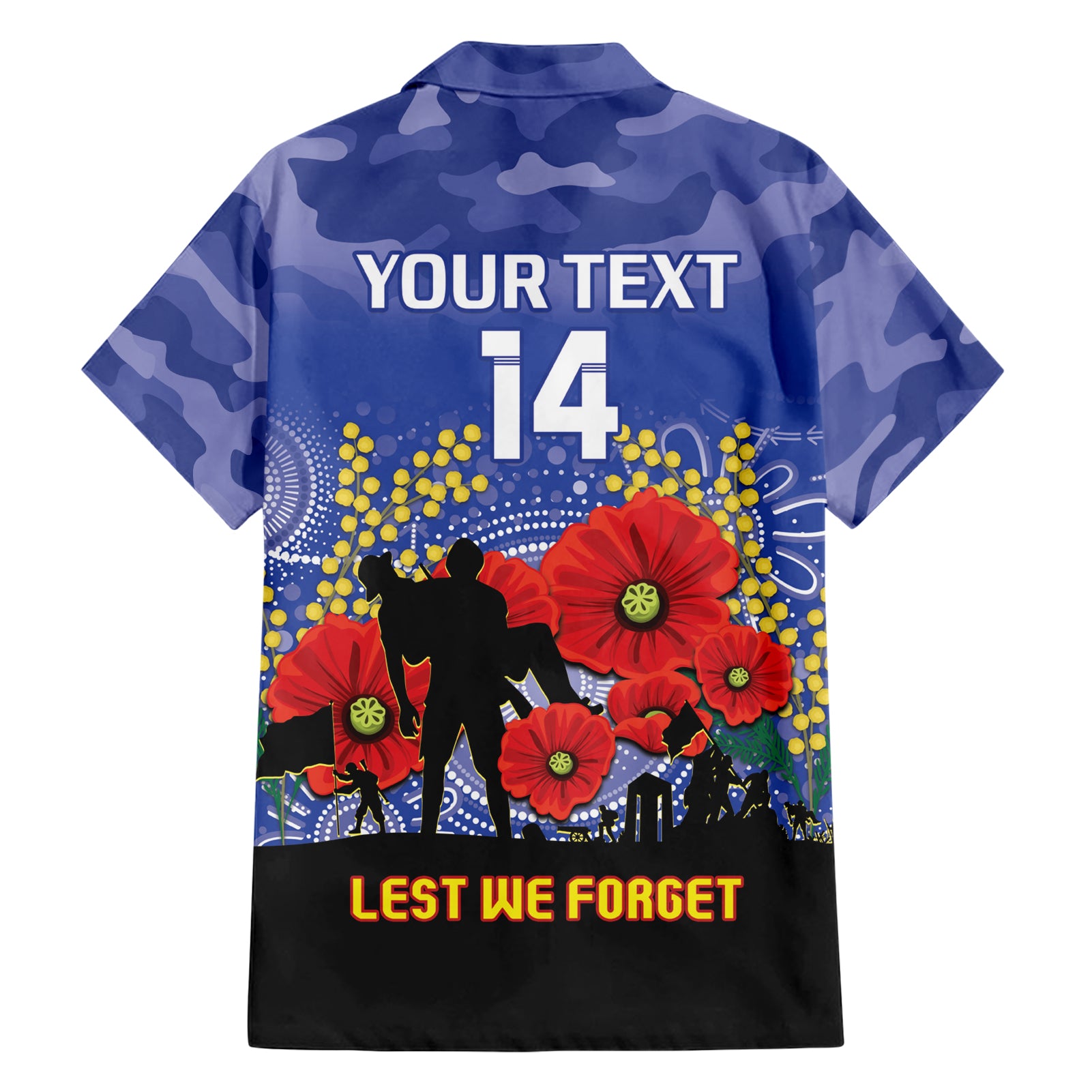 Custom Kangaroos Football ANZAC Hawaiian Shirt Gallipoli Camouflage With Poppies