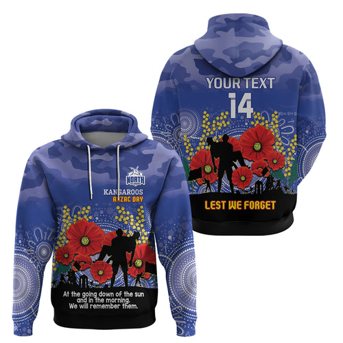 Custom Kangaroos Football ANZAC Hoodie Gallipoli Camouflage With Poppies