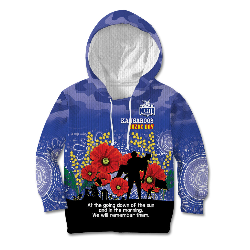 Custom Kangaroos Football ANZAC Kid Hoodie Gallipoli Camouflage With Poppies