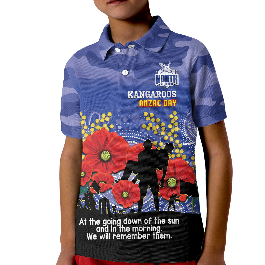 Custom Kangaroos Football ANZAC Kid Polo Shirt Gallipoli Camouflage With Poppies