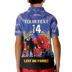 Custom Kangaroos Football ANZAC Kid Polo Shirt Gallipoli Camouflage With Poppies