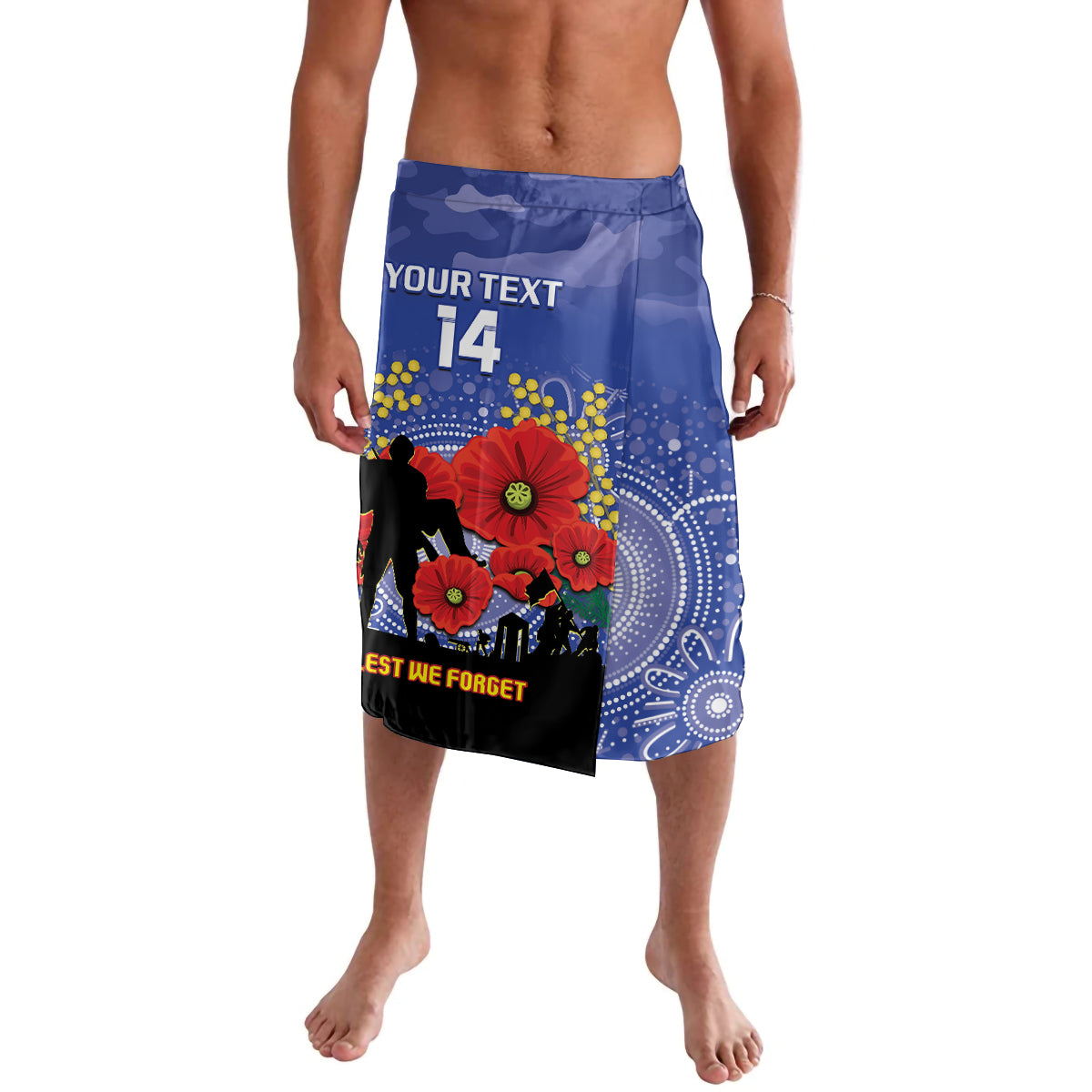Custom Kangaroos Football ANZAC Lavalava Gallipoli Camouflage With Poppies