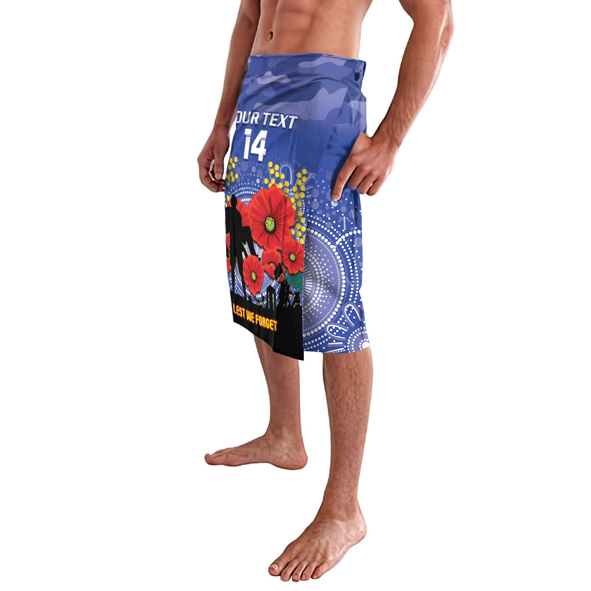 Custom Kangaroos Football ANZAC Lavalava Gallipoli Camouflage With Poppies
