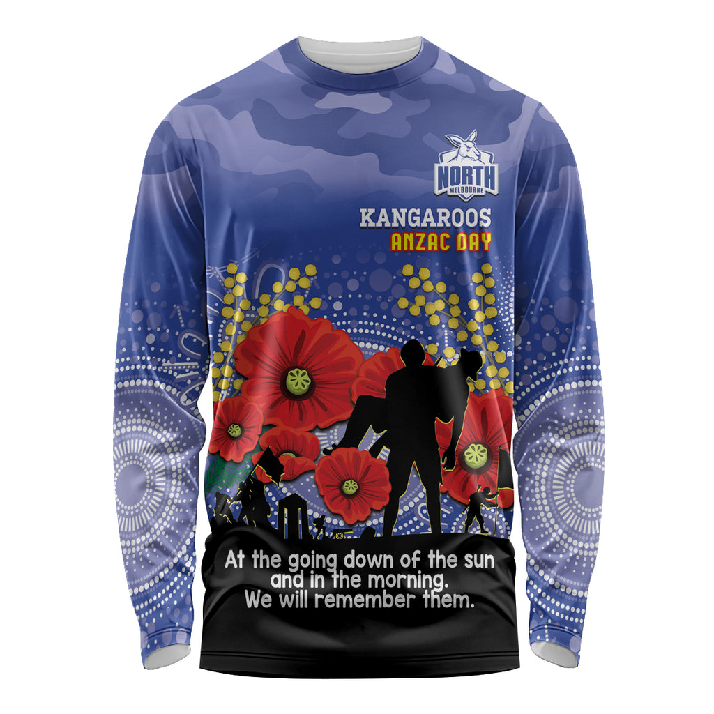 Custom Kangaroos Football ANZAC Long Sleeve Shirt Gallipoli Camouflage With Poppies