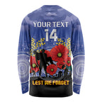Custom Kangaroos Football ANZAC Long Sleeve Shirt Gallipoli Camouflage With Poppies