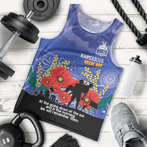 Custom Kangaroos Football ANZAC Men Tank Top Gallipoli Camouflage With Poppies