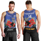 Custom Kangaroos Football ANZAC Men Tank Top Gallipoli Camouflage With Poppies
