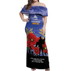 Custom Kangaroos Football ANZAC Off Shoulder Maxi Dress Gallipoli Camouflage With Poppies