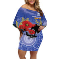 Custom Kangaroos Football ANZAC Off Shoulder Short Dress Gallipoli Camouflage With Poppies