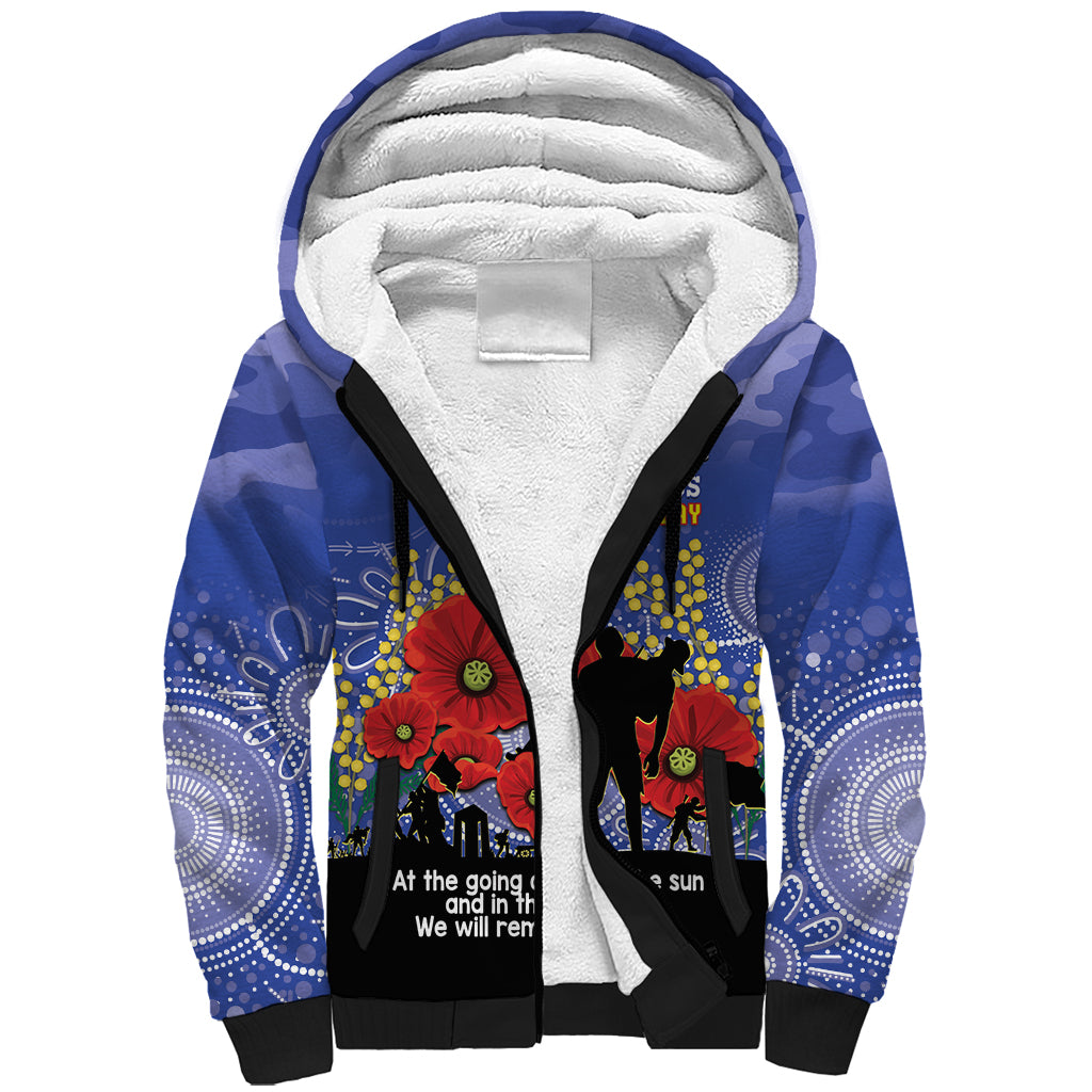 Custom Kangaroos Football ANZAC Sherpa Hoodie Gallipoli Camouflage With Poppies