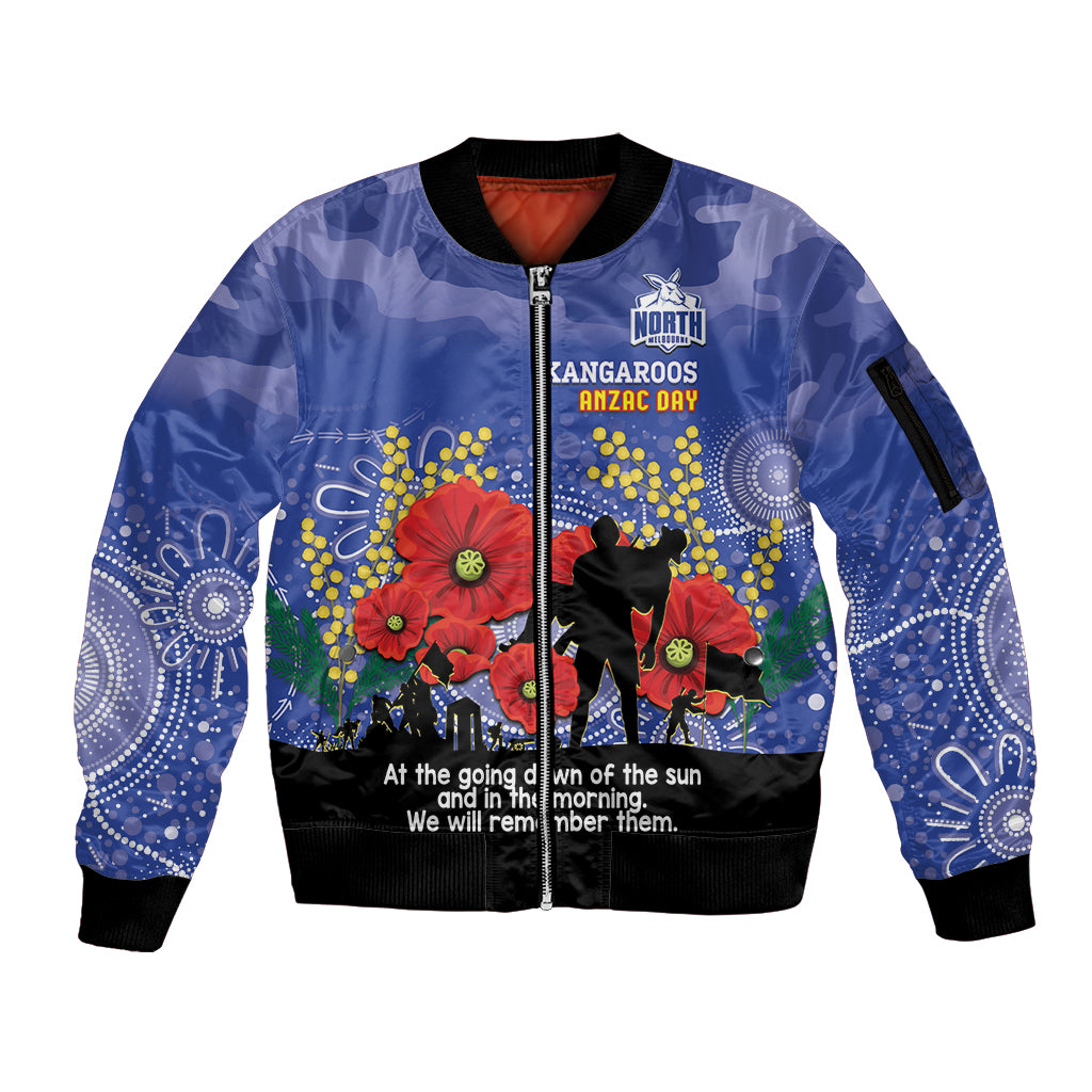 Custom Kangaroos Football ANZAC Sleeve Zip Bomber Jacket Gallipoli Camouflage With Poppies