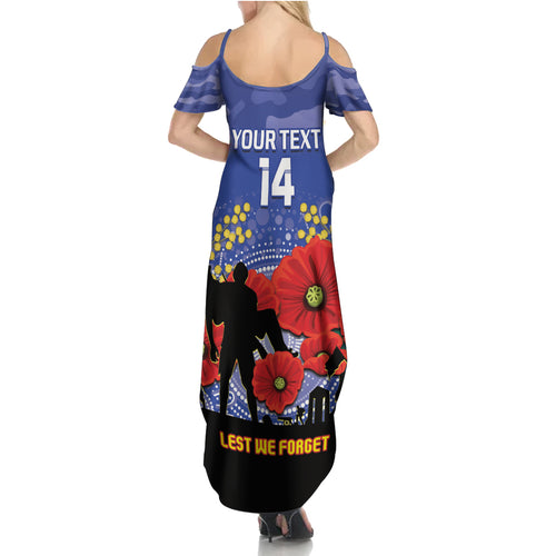 Custom Kangaroos Football ANZAC Summer Maxi Dress Gallipoli Camouflage With Poppies