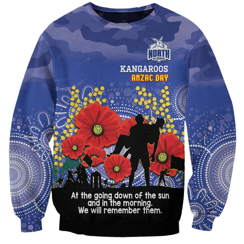 Custom Kangaroos Football ANZAC Sweatshirt Gallipoli Camouflage With Poppies