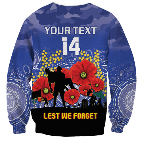 Custom Kangaroos Football ANZAC Sweatshirt Gallipoli Camouflage With Poppies