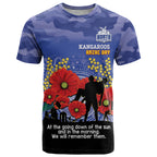 Custom Kangaroos Football ANZAC T Shirt Gallipoli Camouflage With Poppies
