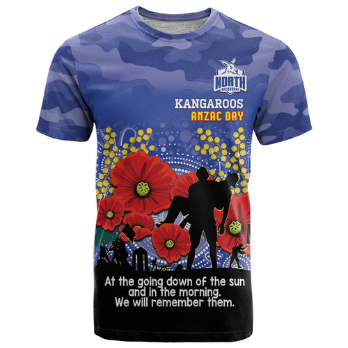 Custom Kangaroos Football ANZAC T Shirt Gallipoli Camouflage With Poppies