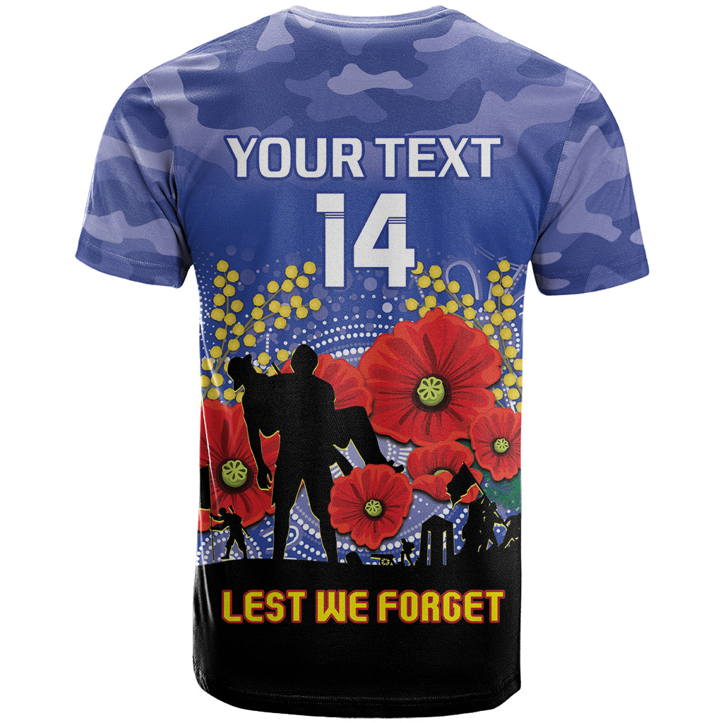 Custom Kangaroos Football ANZAC T Shirt Gallipoli Camouflage With Poppies
